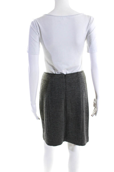 Theory Womens Flat Front Nuria Necessitas Mini Skirt Black White Cotton Size 6