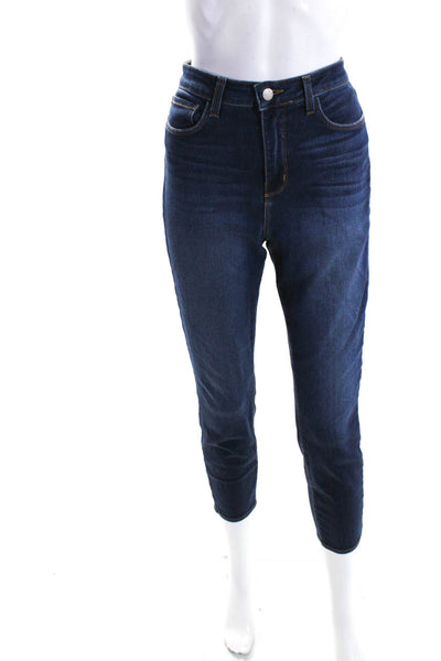 L'Agence Womens Margot Skinny Leg High Rise Jeans Baltic Blue Cotton Size 30