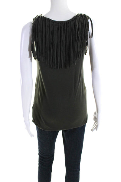 Grey State Womens Sleeveless Crew Neck Fringe Detail Tank Top Gray Size 1