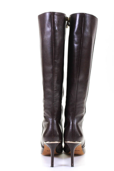 Coach Womens Leather Gold Tone Heel Knee High Roma Boots Brown Size 7 B