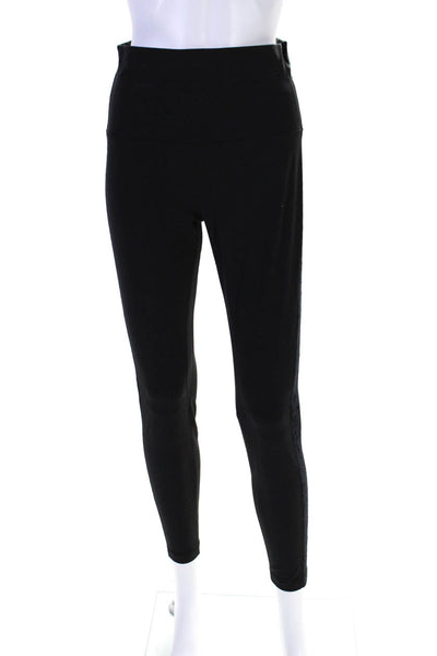 Lululemon Womens High Rise Velour Trim Ankle Leggings Black Size 10