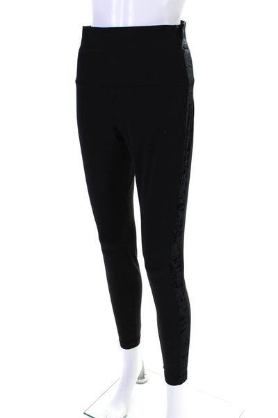 Lululemon Womens High Rise Velour Trim Ankle Leggings Black Size 10