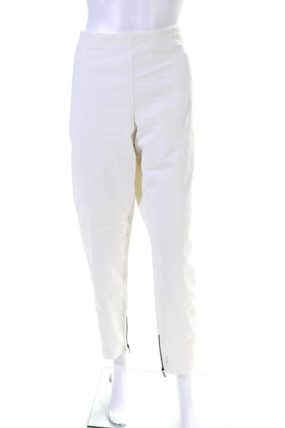 St. John Womens Side Zip High Rise Pleated Straight Leg Pants White Size 14