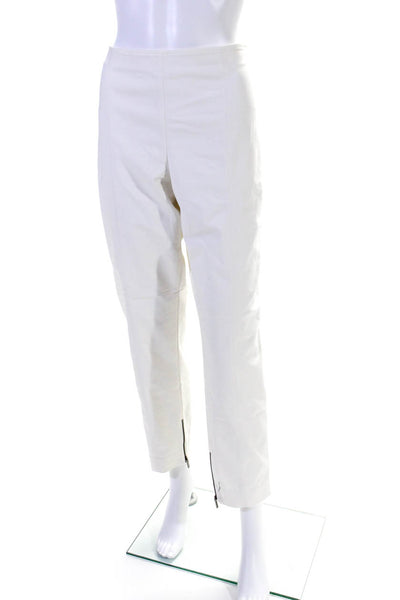 St. John Womens Side Zip High Rise Pleated Straight Leg Pants White Size 14