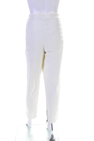 St. John Womens Side Zip High Rise Pleated Straight Leg Pants White Size 14