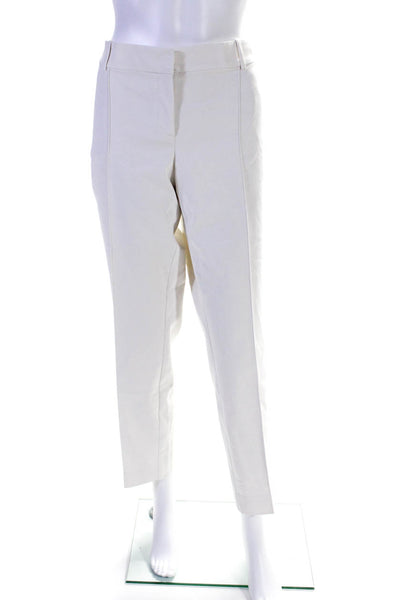 St. John Womens Zipper Fly High Rise Pleated Straight Leg Pants White Size 12