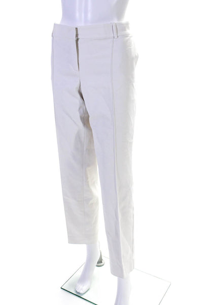 St. John Womens Zipper Fly High Rise Pleated Straight Leg Pants White Size 12