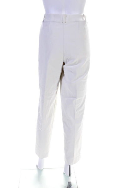 St. John Womens Zipper Fly High Rise Pleated Straight Leg Pants White Size 12