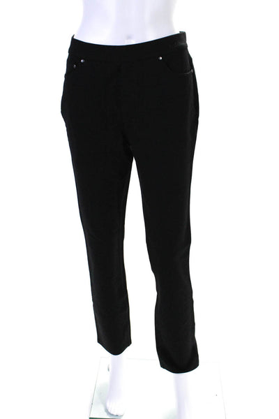 Tahari Womens Black High Rise Pull On Straight Leg Pants Size 30