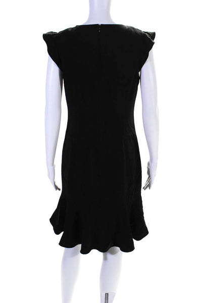 Elie Tahari Womens Black V-Neck Ruffle Zip Back Sleeveless Mermaid Dress Size S