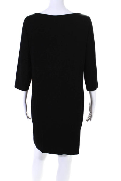 Eileen Fisher Womens 3/4 Sleeve Scoop Neck Knit Shirt Dress Black Size Medium