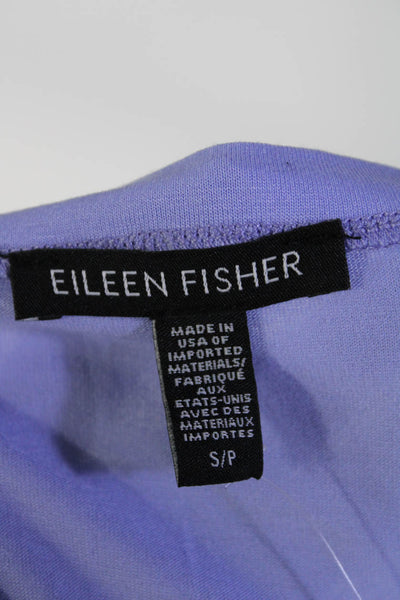 Eileen Fisher Womens Short Sleeve Scoop Neck Side Slit Shirt Purple Size Small