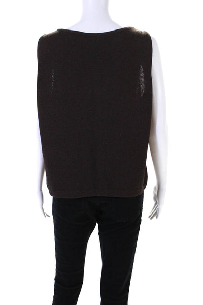 St. John Womens Scoop Neck Santana Knit Tank Top Brown Wool Size Large