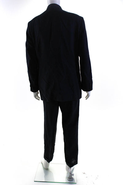 Donna Karan Signature Mens Navy Wool Pinstriped Blazer Pants Suit Set Size 43