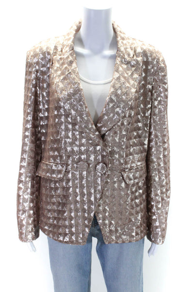 S Club Womens Double Breasted Pointed Lapel Sequin Jacket Pink Size Large