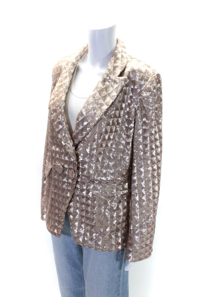 S Club Womens Double Breasted Pointed Lapel Sequin Jacket Pink Size Large