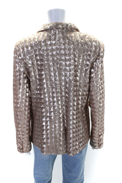 S Club Womens Double Breasted Pointed Lapel Sequin Jacket Pink Size Large