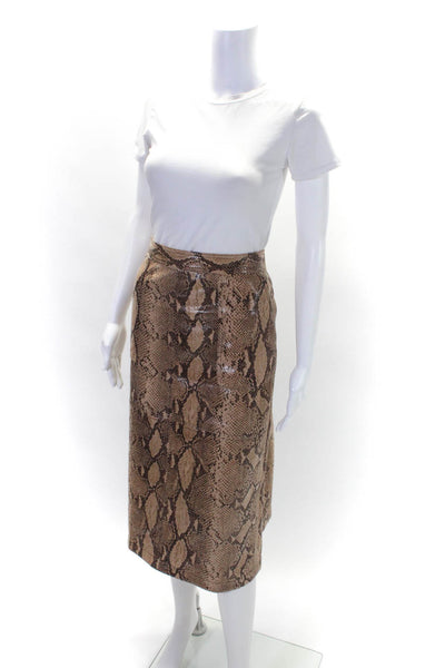 Current Air Womens Side Zip Snakeskin Printed Faux Leather Skirt Brown Size 12