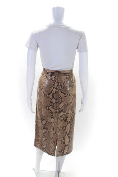 Current Air Womens Side Zip Snakeskin Printed Faux Leather Skirt Brown Size 12