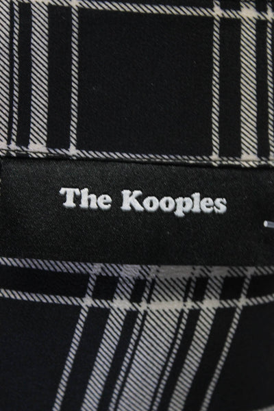 The Kooples Womens Silk Plaid Print Buttoned Collared Blouse Top Black Size S