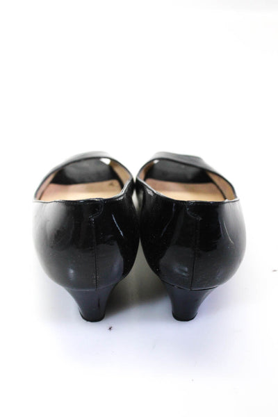 Jimmy Choo Womens Patent Leather Peep Toe Low Wedge Heel Pumps Black Size 6US