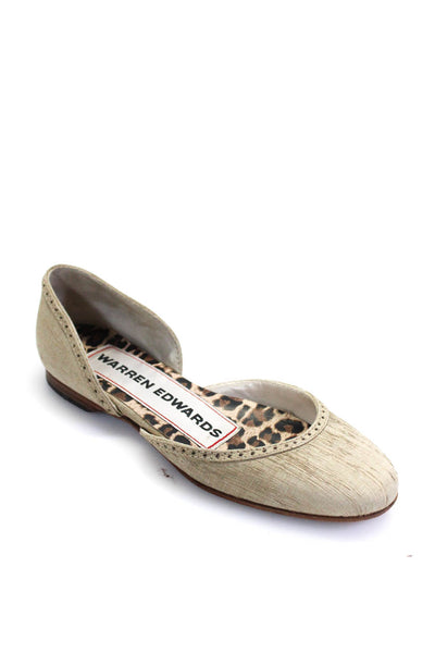 Warren Edwards Womens Suede Round Toe Slip On D'Orsay Flats Tan Beige Size 6US