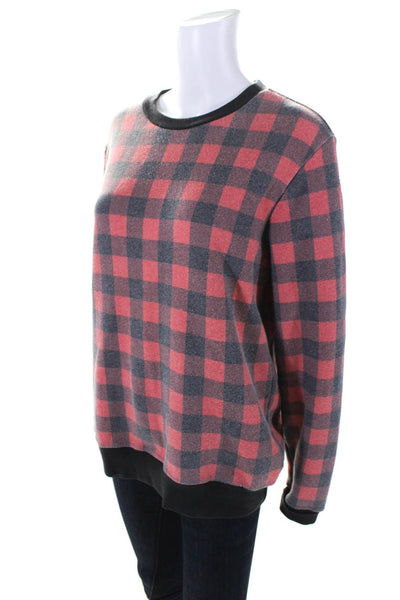 SOL ANGELES Womens Check Print Round Neck Long Sleeve Sweatshirt Red Size M