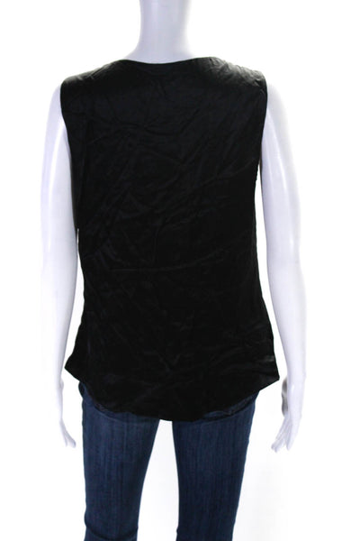 Elie Tahari Womens Solid Black Drape Neck Sleeveless Blouse Top Size S