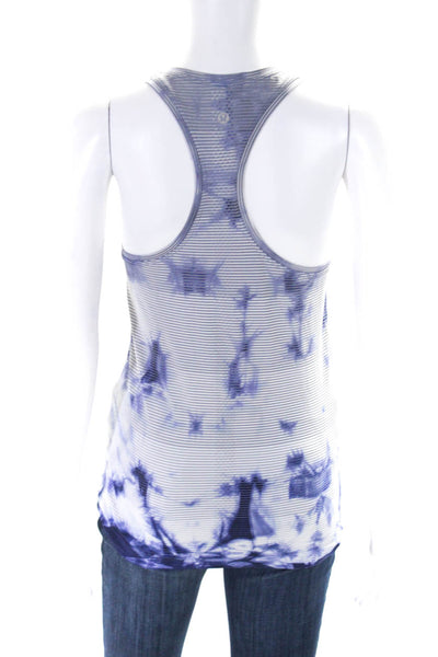 Lululemon Womens Striped Tie Dye Print Sleeveless Tank Top White Blue Size 6