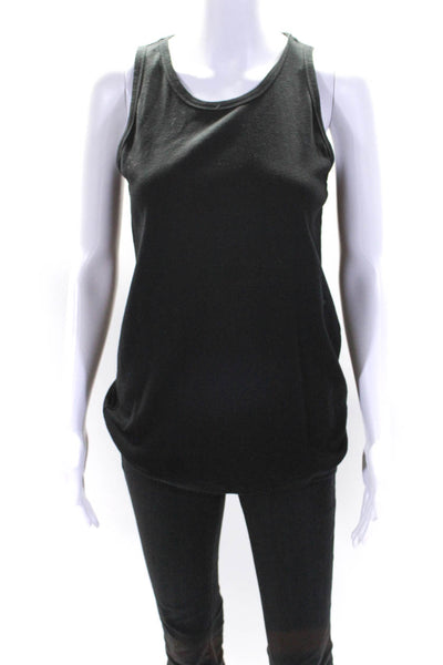 Saint Laurent Womens Solid Black Cotton Crew Neck Sleeveless Tank Top Size XL