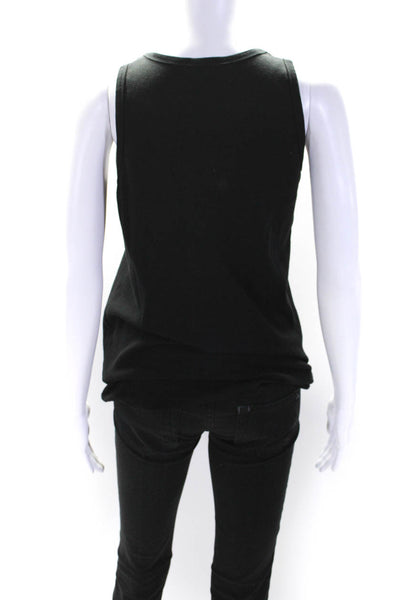 Saint Laurent Womens Solid Black Cotton Crew Neck Sleeveless Tank Top Size XL