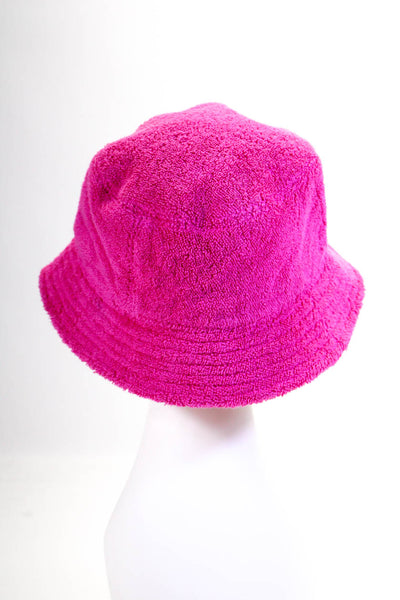 Chanel Womens Bright Pink Cotton Terry Bucket Hat Size M