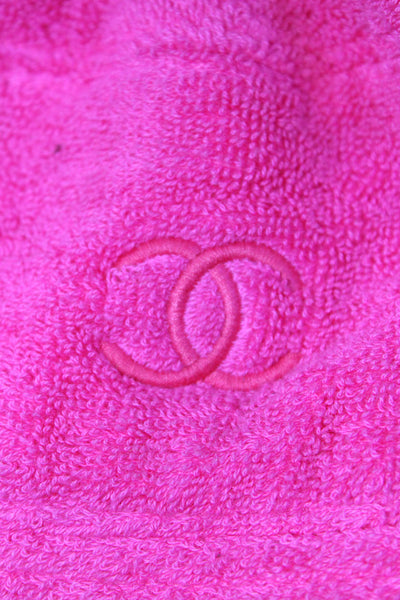 Chanel Womens Bright Pink Cotton Terry Bucket Hat Size M