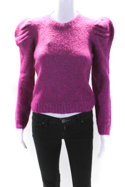 10 Crosby Derek Lam Womens Alpaca Puffy Sleeves Sweater Pink Size Extra Small