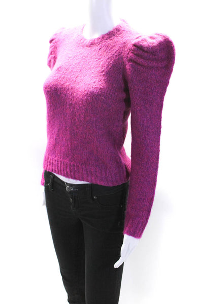 10 Crosby Derek Lam Womens Alpaca Puffy Sleeves Sweater Pink Size Extra Small