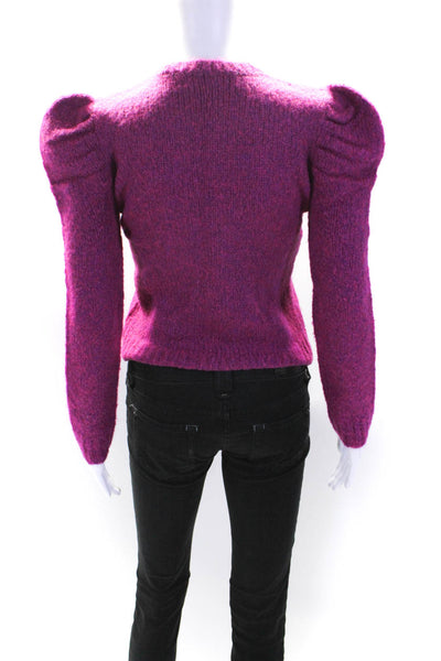 10 Crosby Derek Lam Womens Alpaca Puffy Sleeves Sweater Pink Size Extra Small