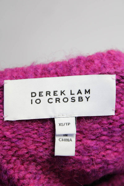 10 Crosby Derek Lam Womens Alpaca Puffy Sleeves Sweater Pink Size Extra Small