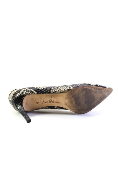 Sam Edelman Womens Stiletto Snakeskin Printed Pumps Brown Black Leather Size 8.5