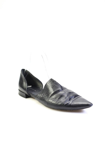 Vince Womens Slip On Pointed Toe Dorsay Loafers Black Leather Size 7.5M