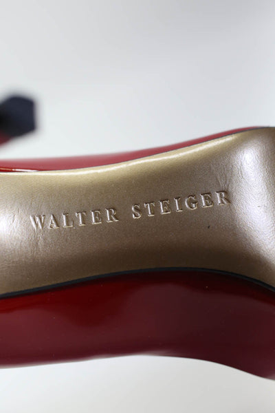 Walter Steiger Womens Pointed Toe Slip On Pumps Red Patent Leather Size 35 5