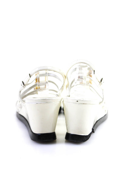 Stuart Weitzman Womens Leather Strappy Open Toe Slingback Sandals White Size 7.5