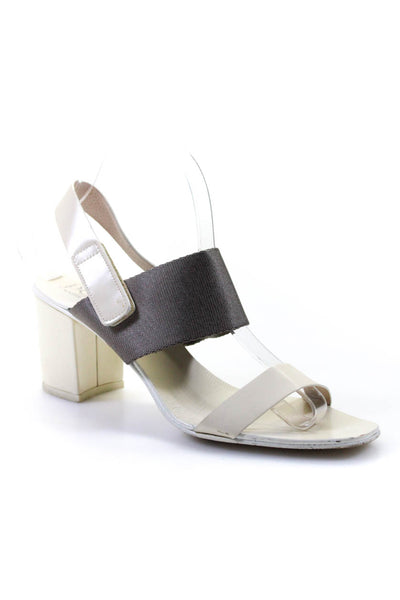 Pedro Garcia Womens Leather Peep Toe Hook Pile Tape Sandals White Size 8