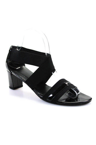 Stuart Weitzman Womens Peep Toe Elastic Ankle Strap Sandals Black Size 7.5