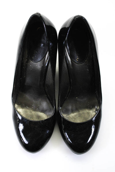 Cole Haan Womens Patent Leather Round Toe Slip-On Wedge Heels Black Size 7.5