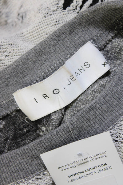 IRO Womens Kismet Distressed Terry Reversed Crew Neck Sweatshirt Black Gray XS