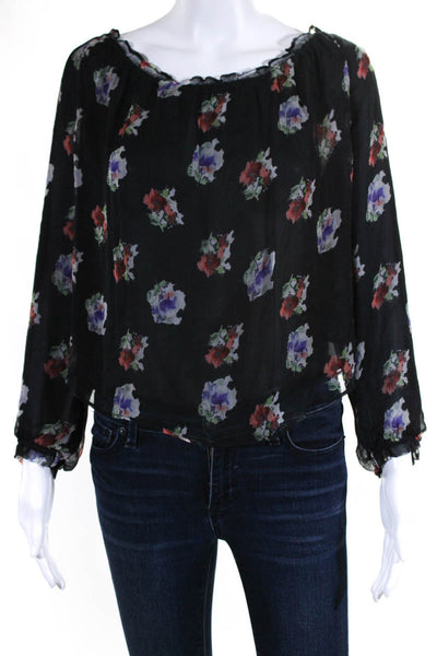 Chelsea Flower For Intermix Womens Off Shoulder Floral Top Blouse Black Medium