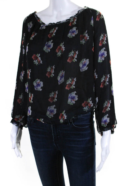 Chelsea Flower For Intermix Womens Off Shoulder Floral Top Blouse Black Medium