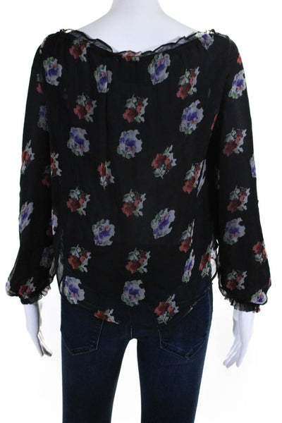 Chelsea Flower For Intermix Womens Off Shoulder Floral Top Blouse Black Medium