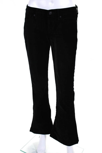 7 For All Mankind Womens Mid Rise Velvet Flare Jeans Pants Black Size 26