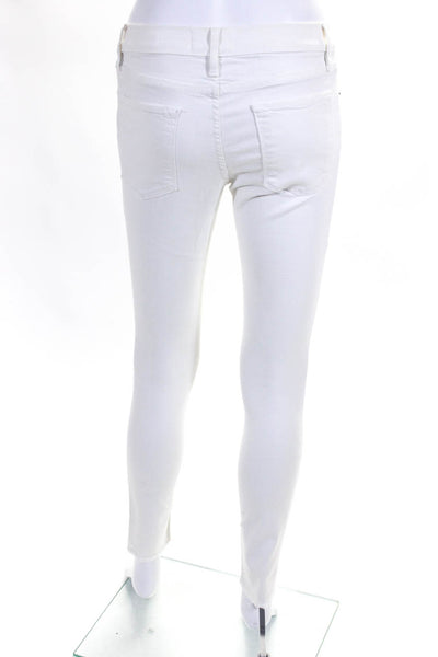 Frame Womens High Waist Ankle Distressed Skinny Jeans Pants White Size 27